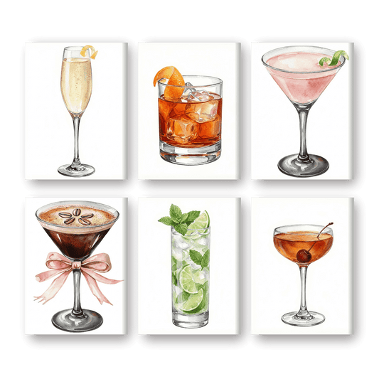 6 Mini Paintings - Gorgeous Cocktails Set