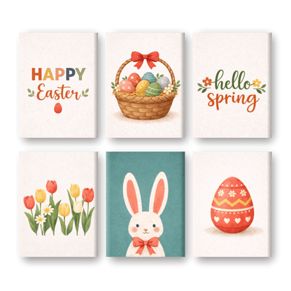 6 Mini Paintings - Happy Easter Set
