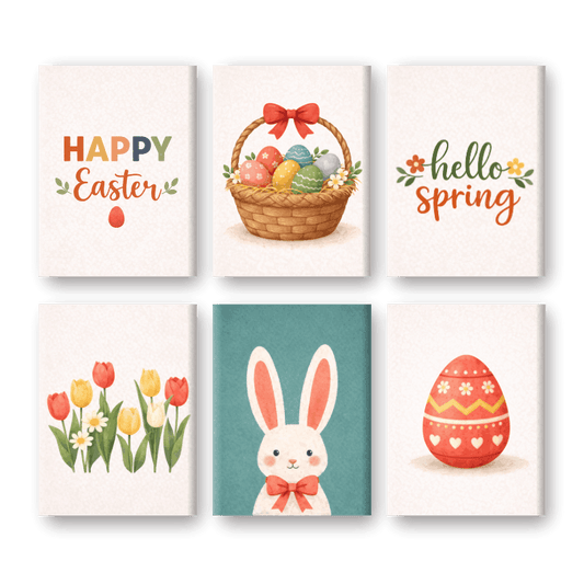 6 Mini Paintings - Happy Easter Set