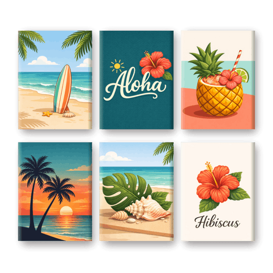 6 Mini Paintings - Hawaiian Aloha Set