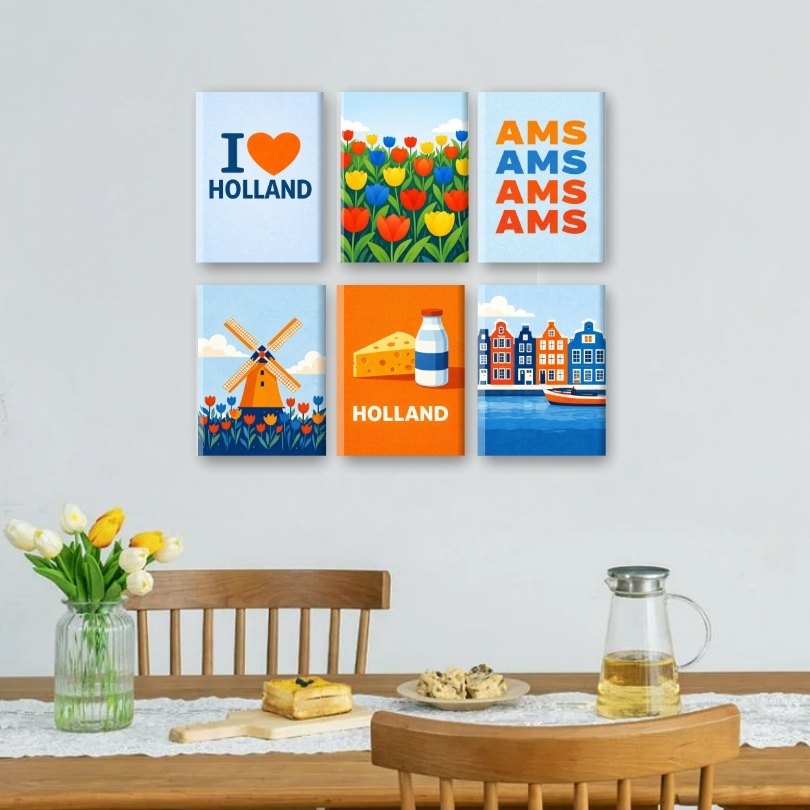 6 Mini Paintings - I Love Holland Set