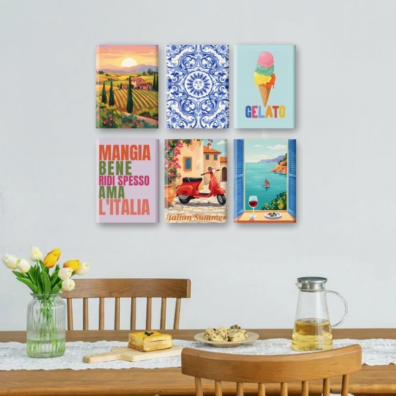 6 Mini Paintings - Italian Lifestyle Set