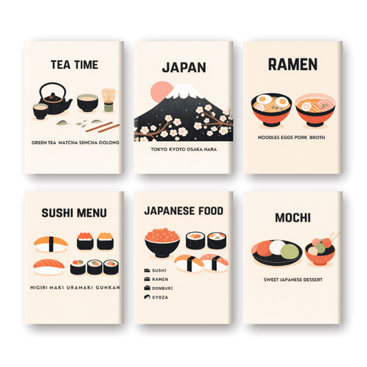 6 Mini Paintings - Japanese Dinner Set
