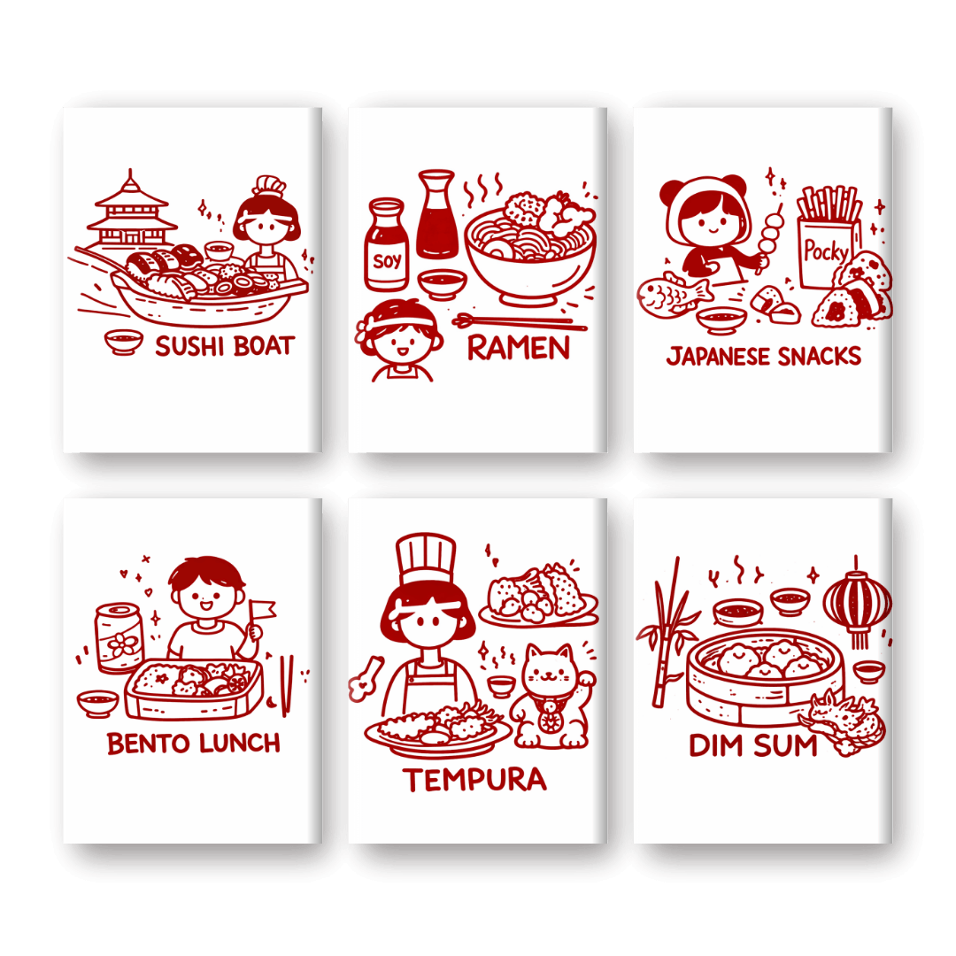 6 Mini Paintings - Kawaii Food Set