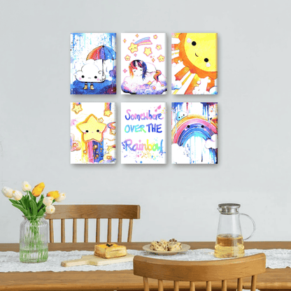 6 Mini Paintings | Kawaii Rainbow Set - By Tiny Tami