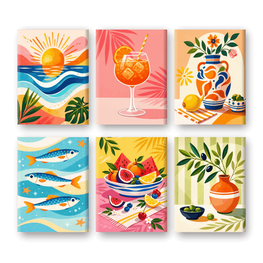 6 Mini Paintings - Mediterranean Holiday Set