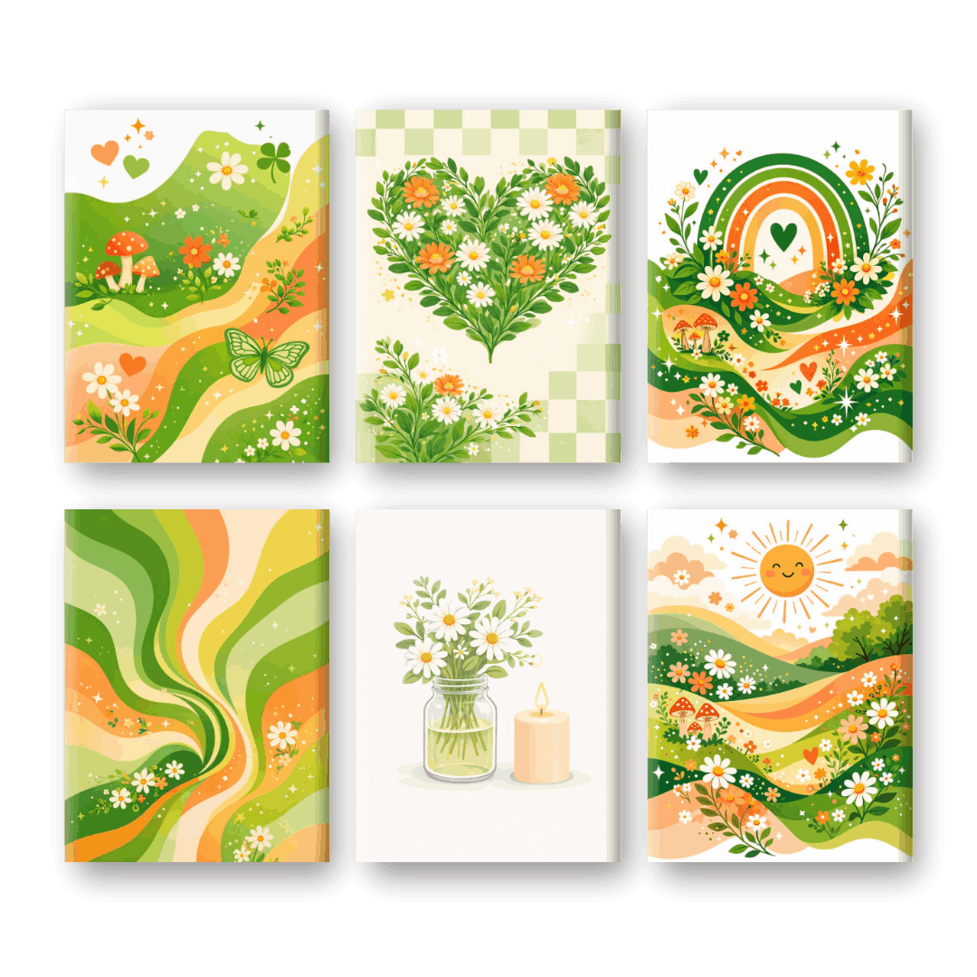 6 Mini Paintings - Green Garden Set