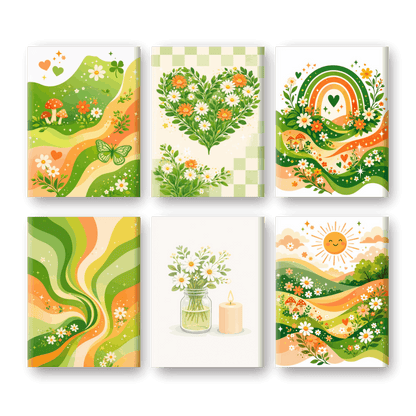 6 Mini Paintings - Green Garden Set