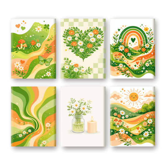 6 Mini Paintings - Green Garden Set