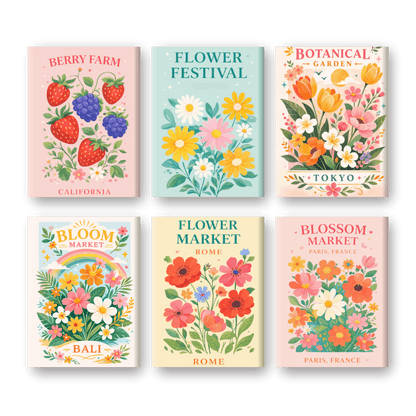 6 Mini Paintings - Flower Festival Set