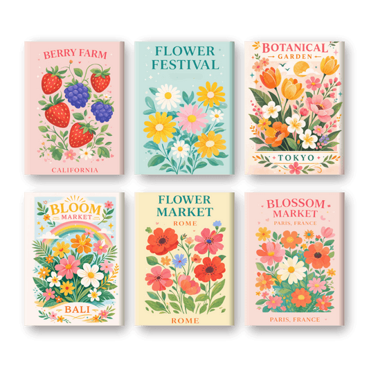 6 Mini Paintings - Flower Festival Set