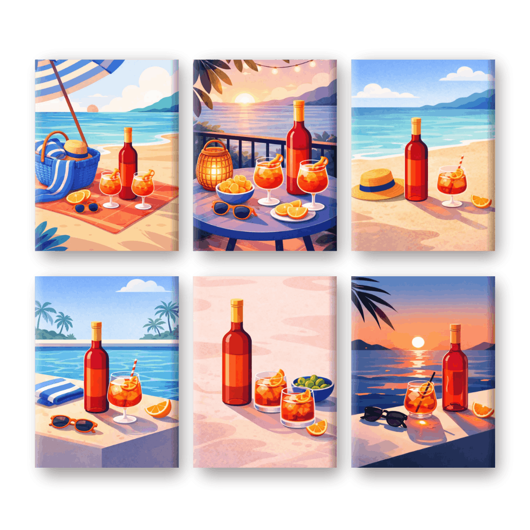 6 Mini Paintings - Aperitivo Summer Set