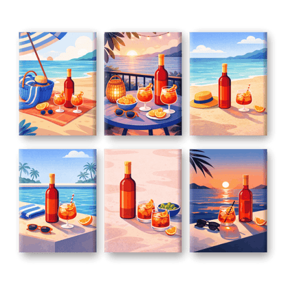 6 Mini Paintings - Aperitivo Summer Set
