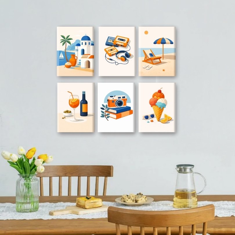 6 Mini Paintings - Mediterranean Summer Set