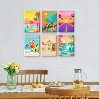 6 Mini Paintings - Tropical Colors Set