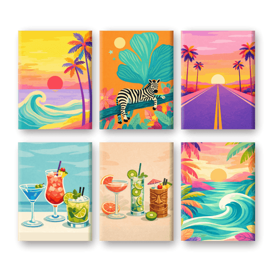 6 Mini Paintings - Tropical Colors Set