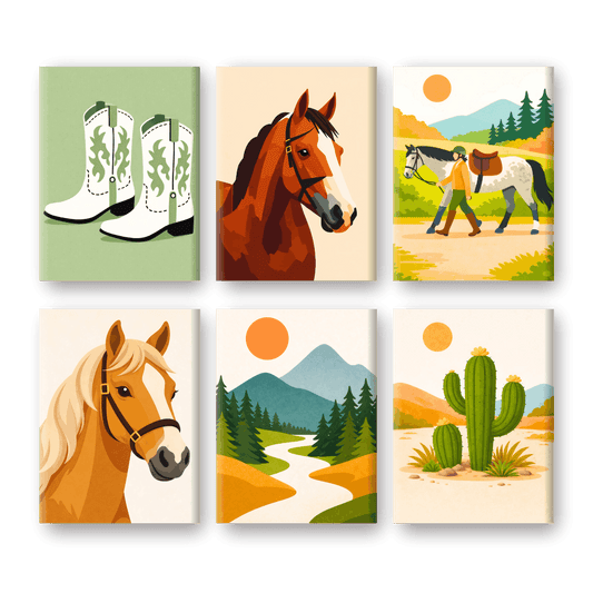 6 Mini Paintings - Horses Set
