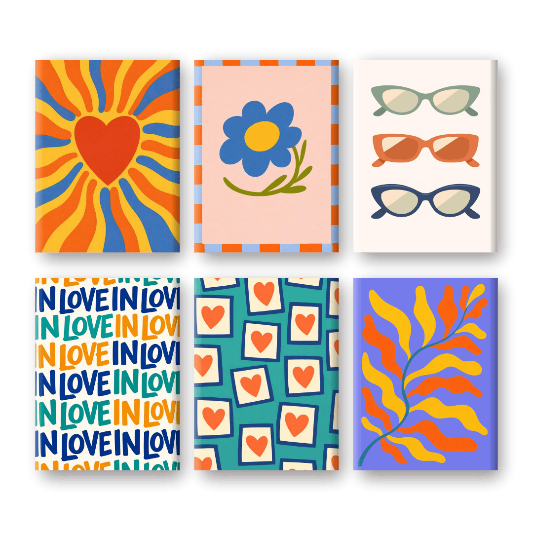 6 Mini Paintings - Retro Love Set