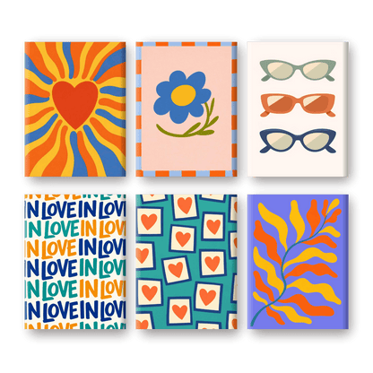 6 Mini Paintings - Retro Love Set