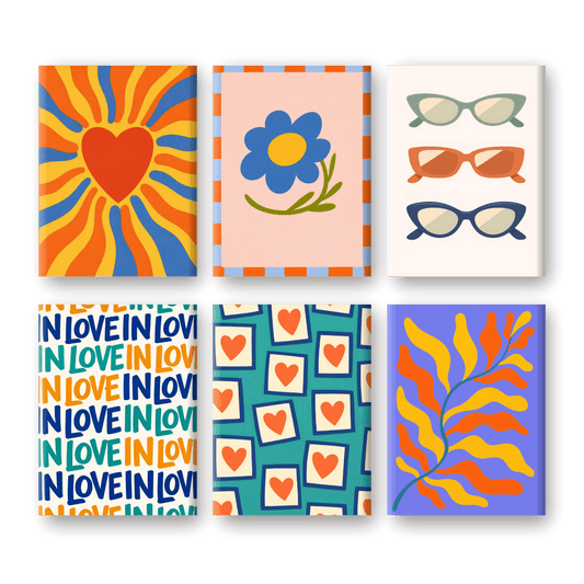 6 Mini Paintings - Retro Love Set