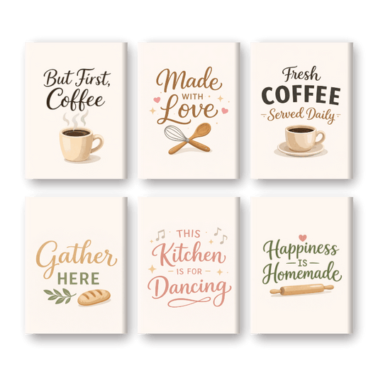 6 Mini Paintings - KItchen Quotes Set