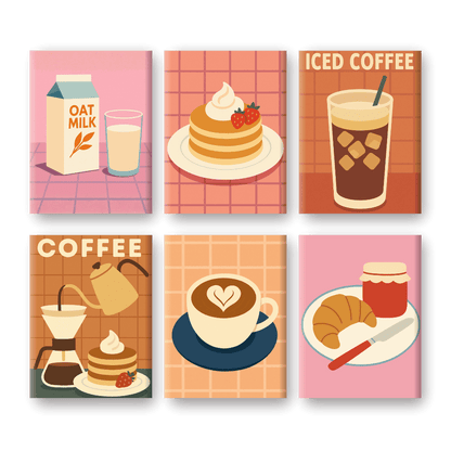 6 Mini Paintings - Morning Breakfast Set