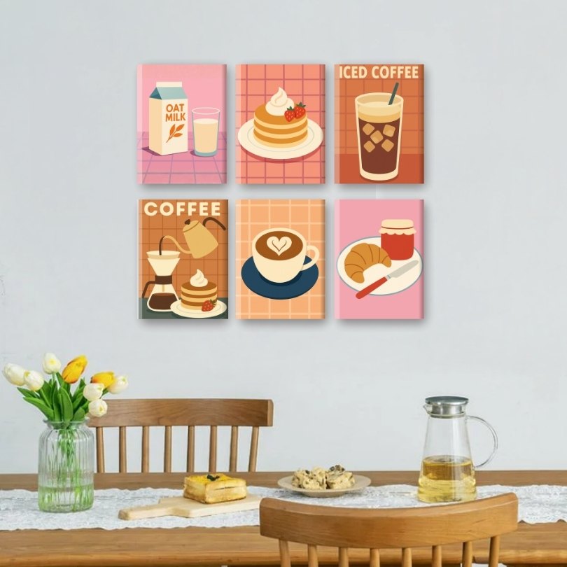 6 Mini Paintings - Morning Breakfast Set