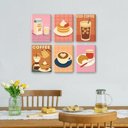 6 Mini Paintings - Morning Breakfast Set