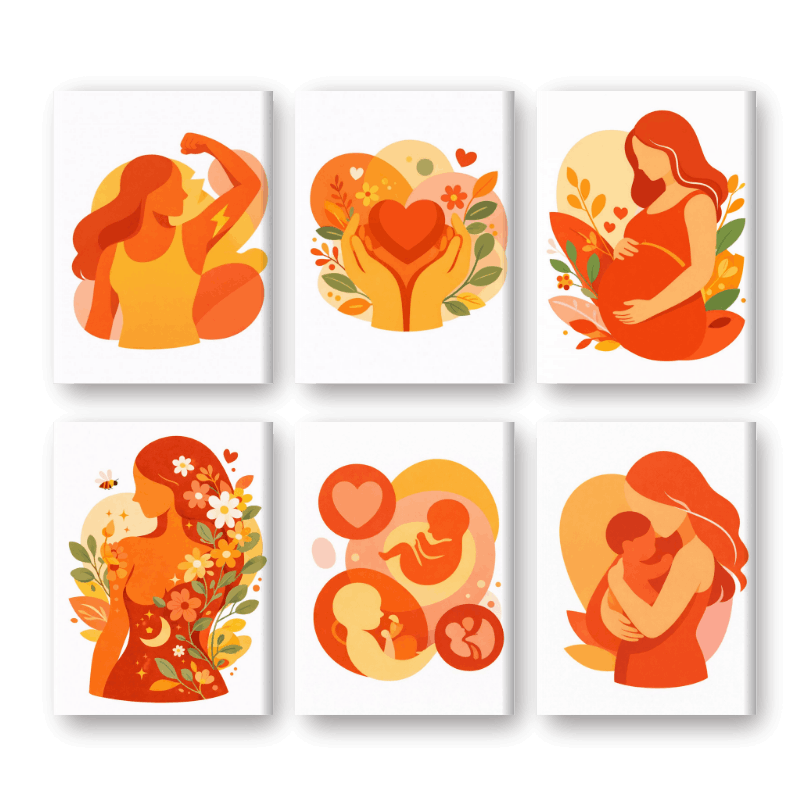 6 Mini Paintings - Motherhood Set