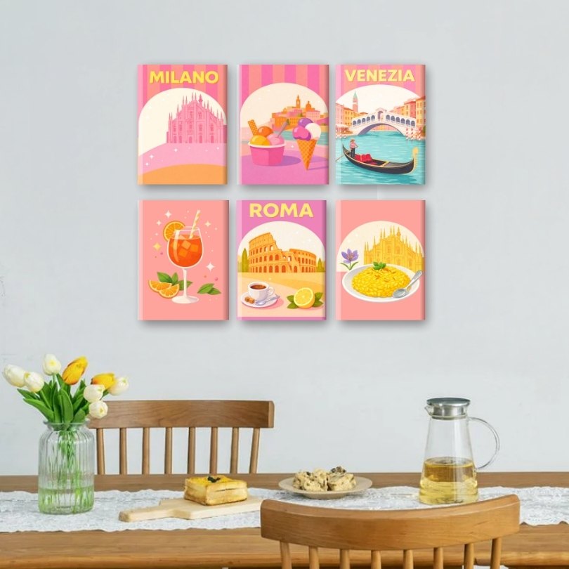 6 Mini Paintings - Pastel Italy Set