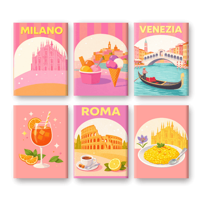 6 Mini Paintings - Pastel Italy Set