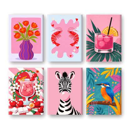 6 Mini Paintings - Pastel Pop Art Set