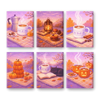 6 Mini Paintings - Pumpkin Spice Picnic Set
