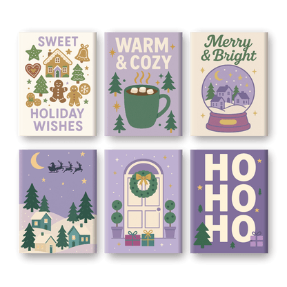 6 Mini Paintings - Purple Christmas Set