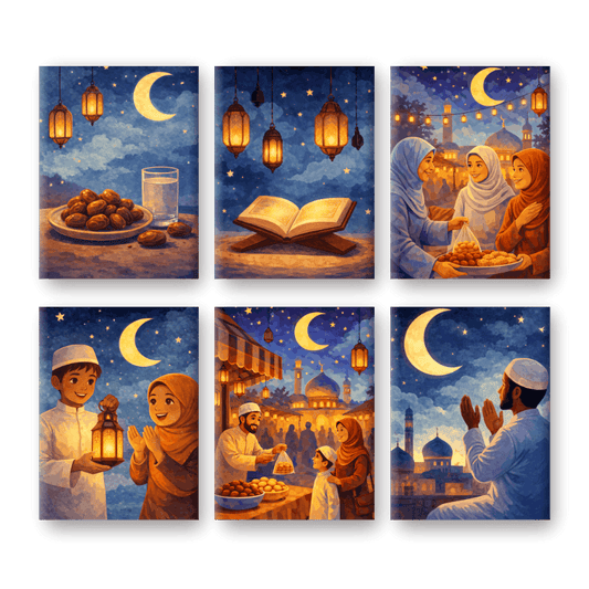 6 Mini Paintings - Ramadan Evenings Set