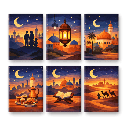 6 Mini Paintings - Ramadan Night Set