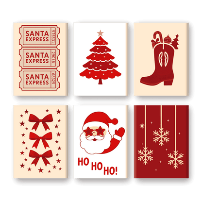 6 Mini Paintings - Red Christmas Set