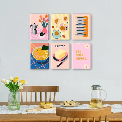6 Mini Paintings - Retro Brunch Set