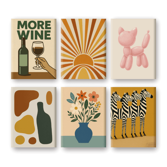 6 Mini Paintings | Retro Charm Set