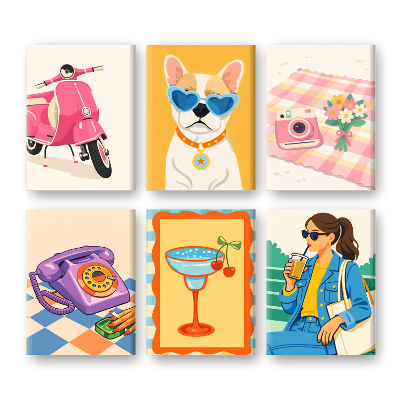 6 Mini Paintings - Retro Pop Set