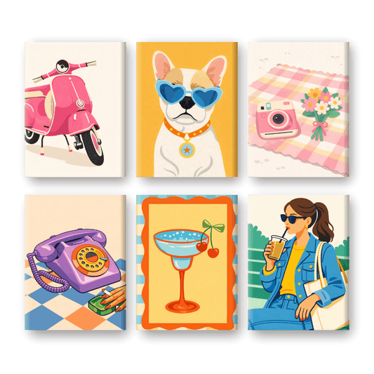 6 Mini Paintings - Retro Pop Set