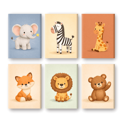 6 Mini Paintings - Safari Friends Set