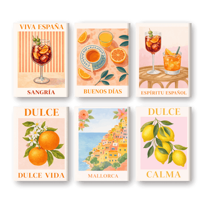 6 Mini Paintings - Spanish Dulce Vida Set