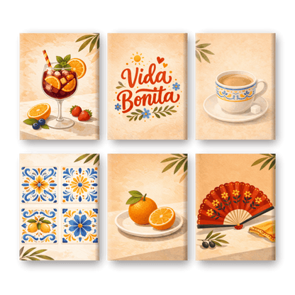 6 Mini Paintings - Spanish Vida Bonita Set