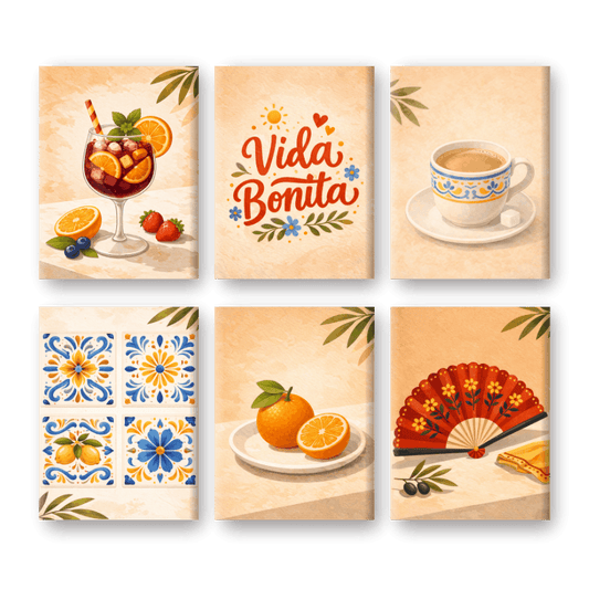 6 Mini Paintings - Spanish Vida Bonita Set