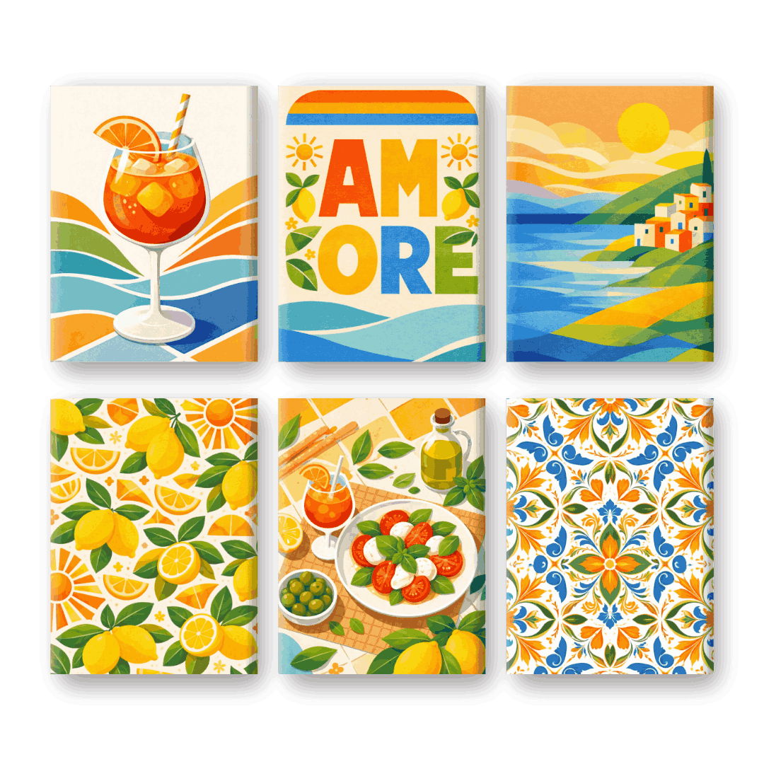 6 Mini Paintings - Sunny Italy Set