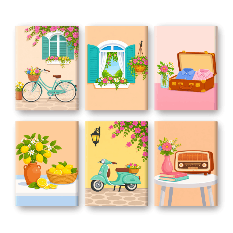 6 Mini Paintings - Sunny Italy Set