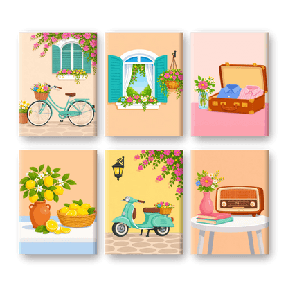 6 Mini Paintings - Sunny Italy Set