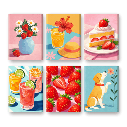 6 Mini Paintings - Sweet Summer Set
