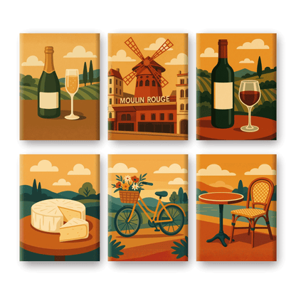 6 Mini Paintings - Taste of France Set